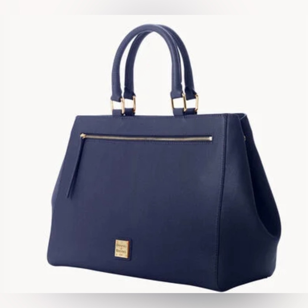 Dooney & Bourke Saffiano Zip Satchel Blue Handbag - Picture 2 of 4